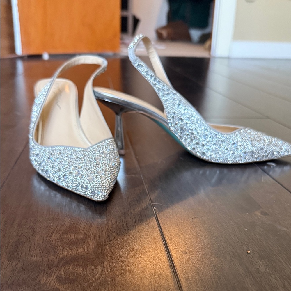 Betsey Johnson Sparkling Silver Heels